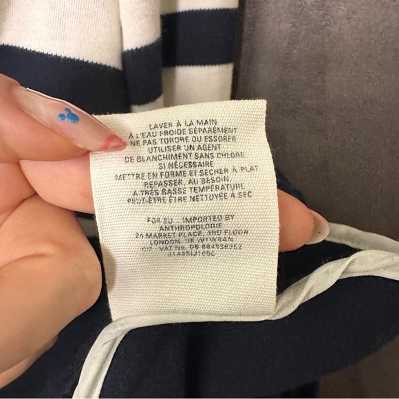 Anthropologie Cartonnier Striped Peplum Knit Blazer French Girl Nautical Navy XS - Picture 12 of 13